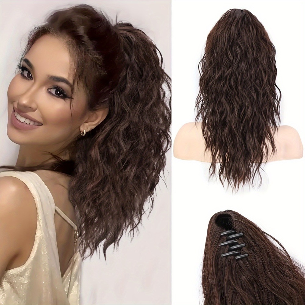 18-inch Synthetic Women's Wavy Claw-Clip Ponytail Extension Easy-to-Wear  Style for Instant Beauty Boost For Women