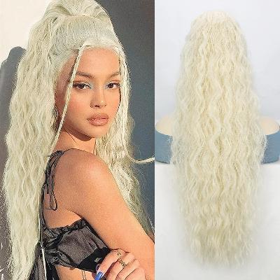 22 Inch 120Grams  Drawstring Ponytail Extension Curly Wave Long Ponytail Hair Extension Synthetic Corn Wavy Drawstring Ponytail Extensions