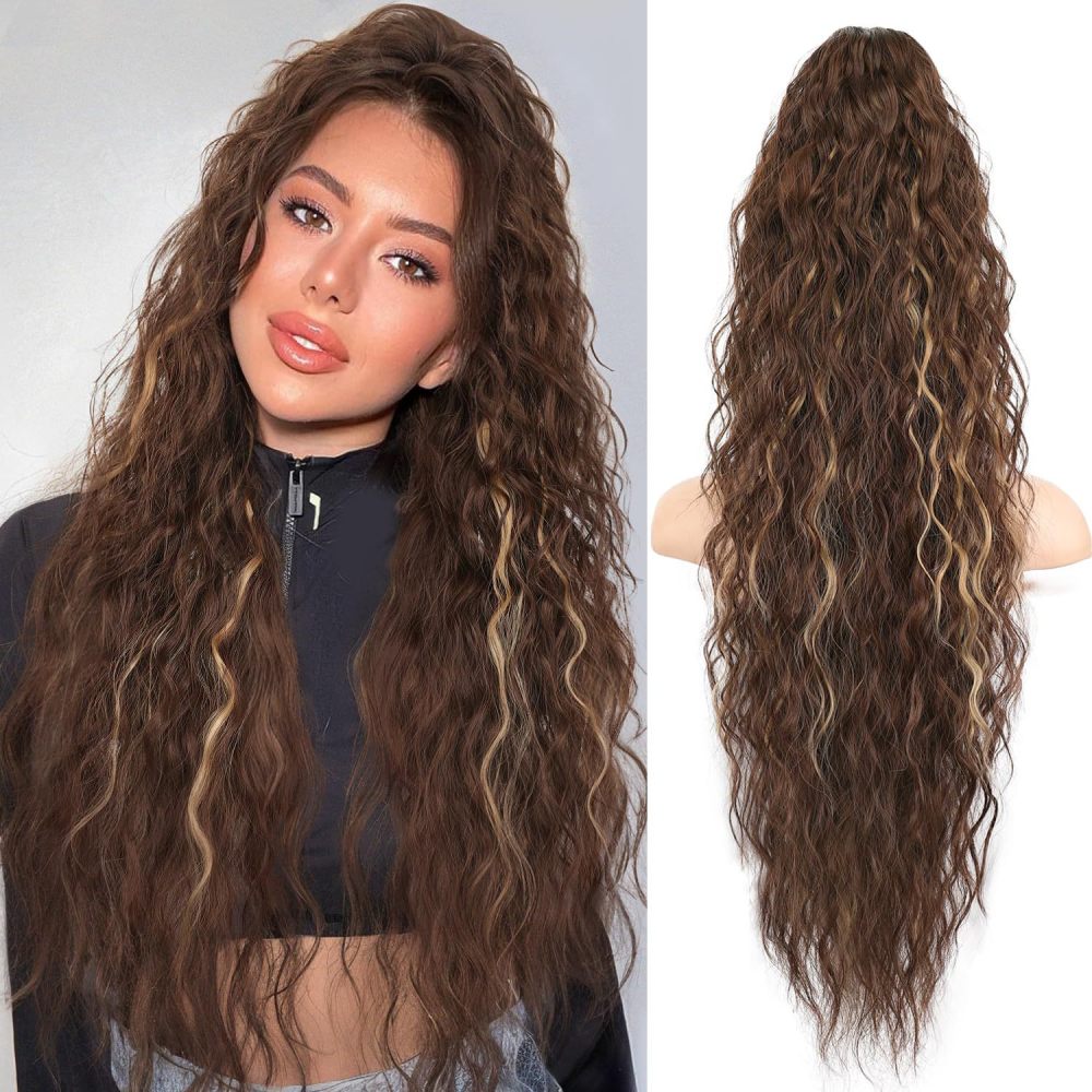 30 Inch 190Gram Claw SyntheticPonytail Extension  Long Curly  Synthetic Ponytail Hair Extension Heat Resistant ponytail Extensions
