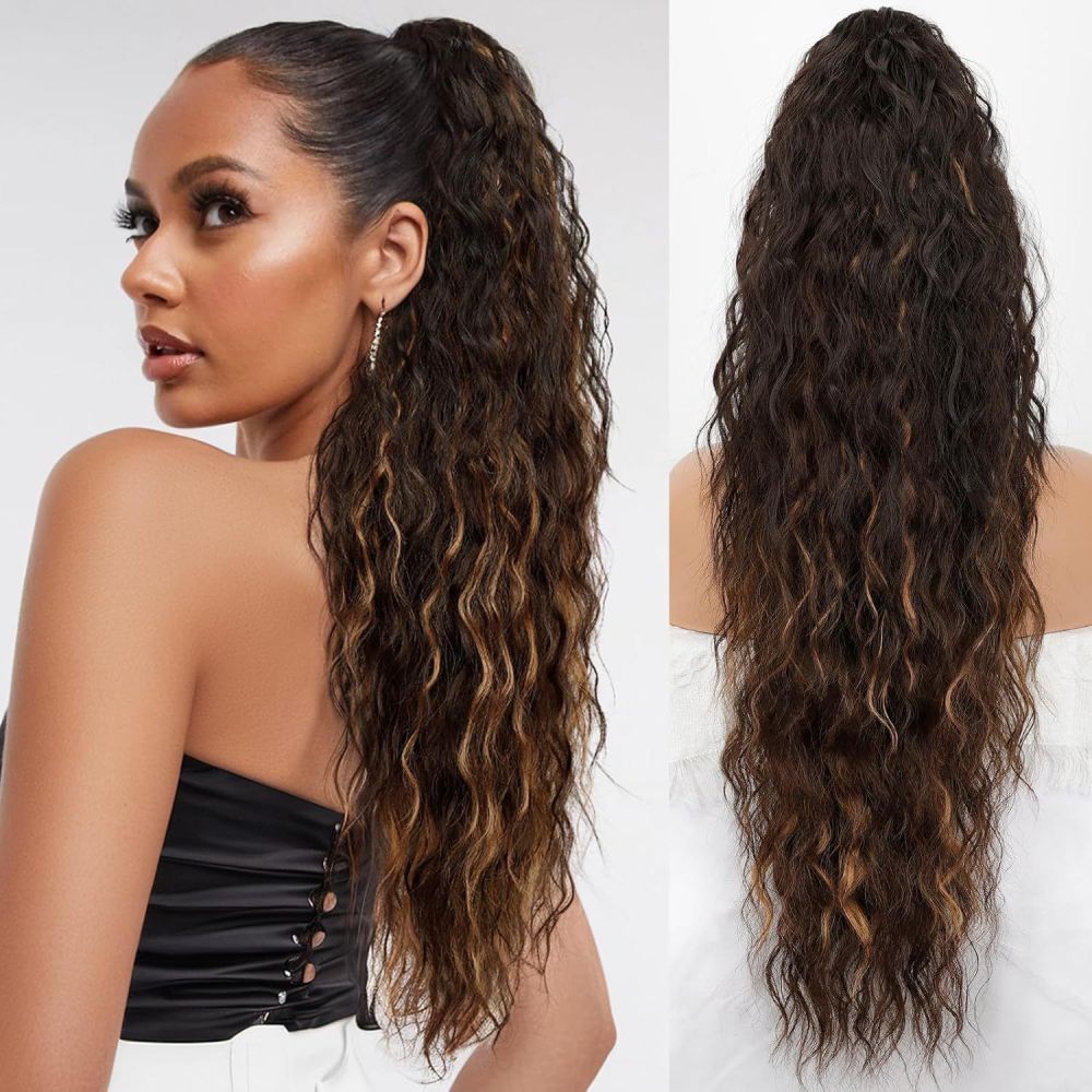 30 Inch 190Gram Claw SyntheticPonytail Extension  Long Curly  Synthetic Ponytail Hair Extension Heat Resistant ponytail Extensions