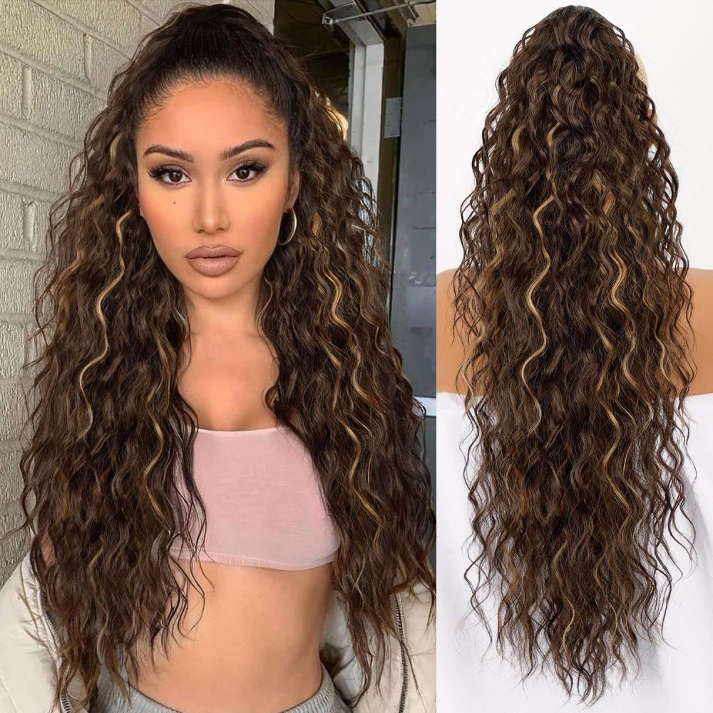 30 Inch 190Gram Claw SyntheticPonytail Extension  Long Curly  Synthetic Ponytail Hair Extension Heat Resistant ponytail Extensions