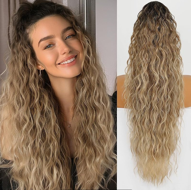 30 Inch 190Gram Claw SyntheticPonytail Extension  Long Curly  Synthetic Ponytail Hair Extension Heat Resistant ponytail Extensions