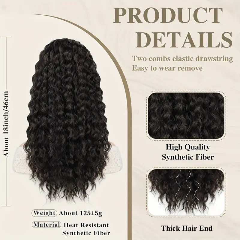 18 inch 120g Drawstring Ponytail extension for Women Afro Curly Fluffy Ponytail Hairpieces for  Black women