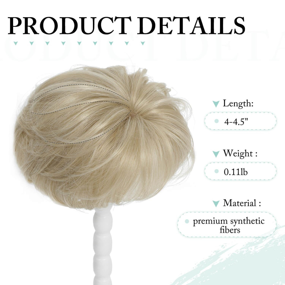 8 inch Blonde Short Hair Toppers for Women Fluffy Synthetic Hair Topper Clip in Top Wavy Hair Pieces Replacement hair topper