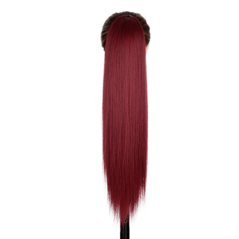 26 inch Synthetic Long Straight Ponytail Drawstring Ponyhair  Clip In Hair Extensions for Women Heat Resistant Fake Hair Extension