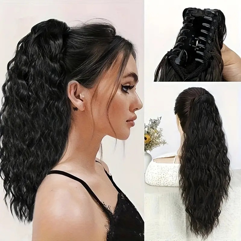18 inch 160g  Synthetic Women's Wavy Claw-Clip Ponytail Extension Easy-to-Wear  Style for Instant Beauty Boost For Women