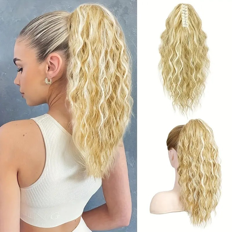 18 inch 160g  Synthetic Women's Wavy Claw-Clip Ponytail Extension Easy-to-Wear  Style for Instant Beauty Boost For Women