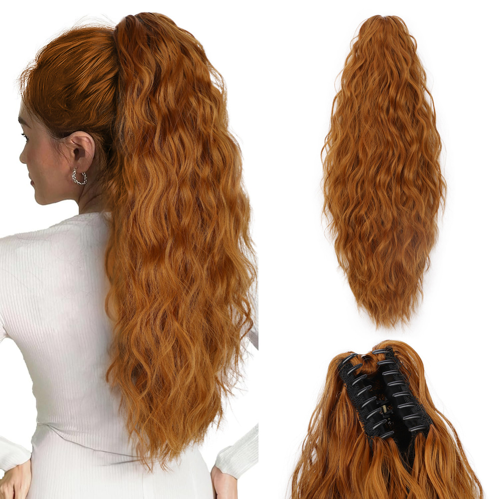 18 inch 160g  Synthetic Women's Wavy Claw-Clip Ponytail Extension Easy-to-Wear  Style for Instant Beauty Boost For Women