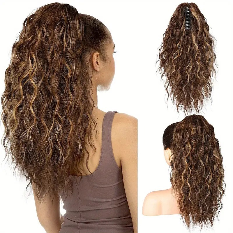18 inch 160g  Synthetic Women's Wavy Claw-Clip Ponytail Extension Easy-to-Wear  Style for Instant Beauty Boost For Women
