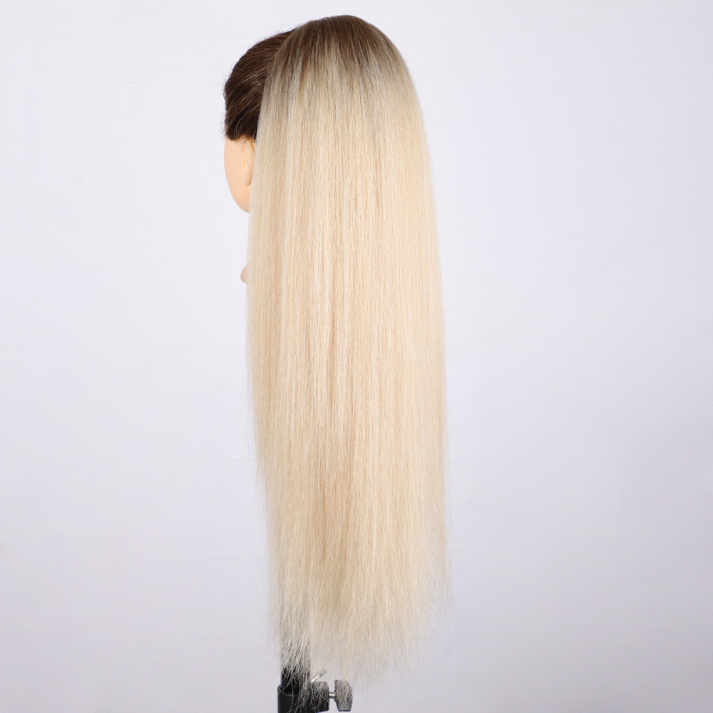 26 inch Synthetic Long Straight Ponytail Drawstring Ponyhair  Clip In Hair Extensions for Women Heat Resistant Fake Hair Extension