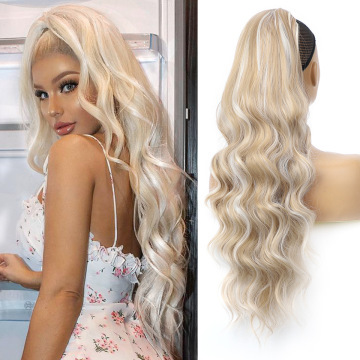 26 inch 160grams Long water wave Drawstring  Synthetic Ponytail Hair  Extensions for Women Heat Resistant Fake Hair Extension