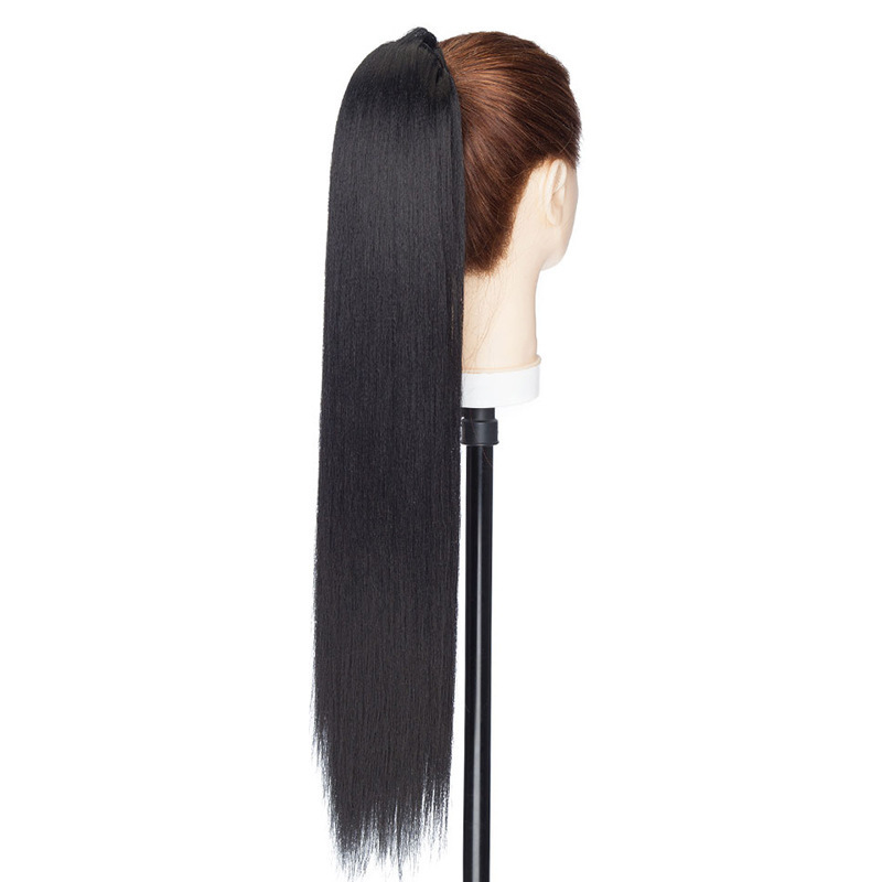 24 inch 12 0grams Long straight  Drawstring  Synthetic Ponytail Hair  Extensions for Women Heat Resistant Fake Hair Extensions