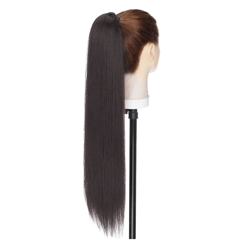 24 inch 12 0grams Long straight  Drawstring  Synthetic Ponytail Hair  Extensions for Women Heat Resistant Fake Hair Extensions