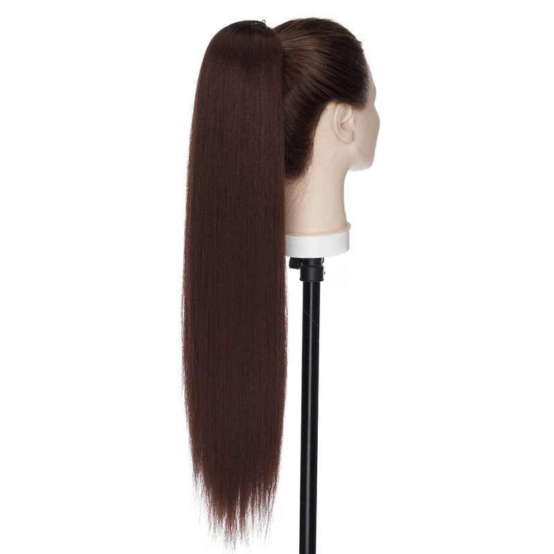 24 inch 12 0grams Long straight  Drawstring  Synthetic Ponytail Hair  Extensions for Women Heat Resistant Fake Hair Extensions