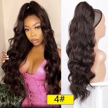 26 inch 160grams Long water wave Drawstring  Synthetic Ponytail Hair  Extensions for Women Heat Resistant Fake Hair Extension