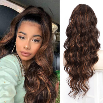 26 inch 160grams Long water wave Drawstring  Synthetic Ponytail Hair  Extensions for Women Heat Resistant Fake Hair Extension