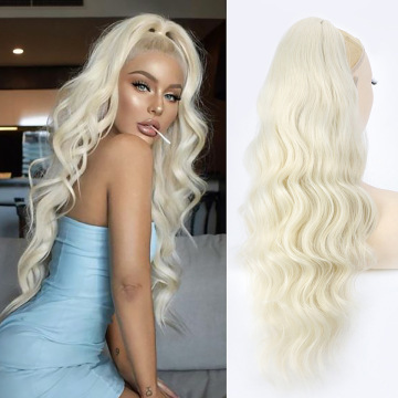 26 inch 160grams Long water wave Drawstring  Synthetic Ponytail Hair  Extensions for Women Heat Resistant Fake Hair Extension