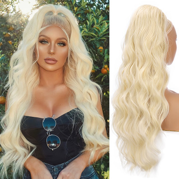 26 inch 160grams Long water wave Drawstring  Synthetic Ponytail Hair  Extensions for Women Heat Resistant Fake Hair Extension