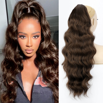 26 inch 160grams Long water wave Drawstring  Synthetic Ponytail Hair  Extensions for Women Heat Resistant Fake Hair Extension