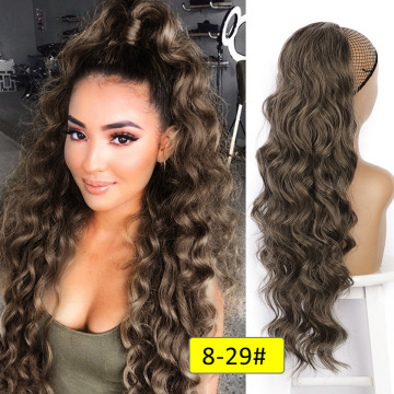 26 inch 160grams Long water wave Drawstring  Synthetic Ponytail Hair  Extensions for Women Heat Resistant Fake Hair Extension