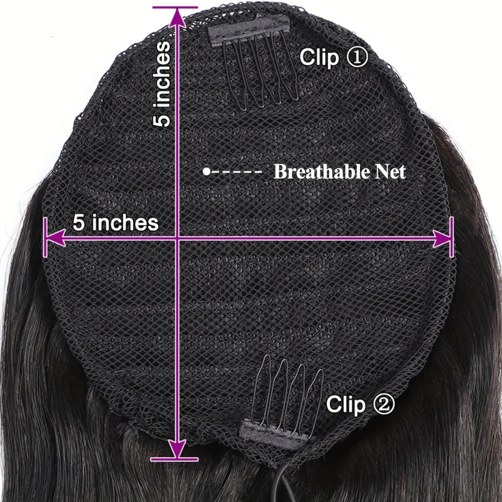 24 inch 12 0grams Long straight  Drawstring  Synthetic Ponytail Hair  Extensions for Women Heat Resistant Fake Hair Extensions
