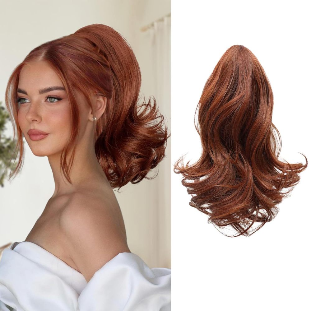 12 inch 110g Synthetic Claw Clip In Ponytail Hair Extensions Wavy Hairpiece  Fake Blonde Black Hair False Ponytail Hair PIieces