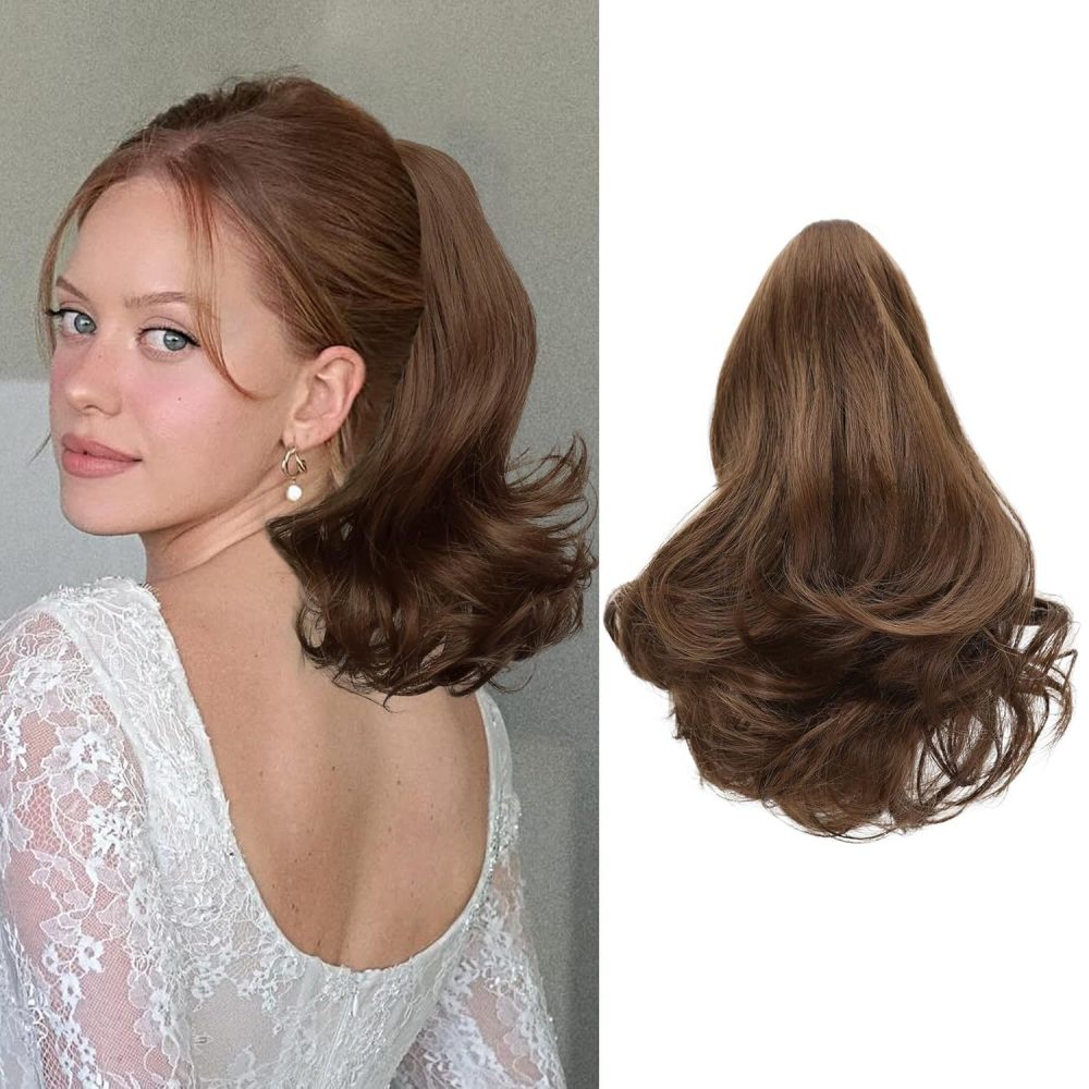 12 inch 110g Synthetic Claw Clip In Ponytail Hair Extensions Wavy Hairpiece  Fake Blonde Black Hair False Ponytail Hair PIieces