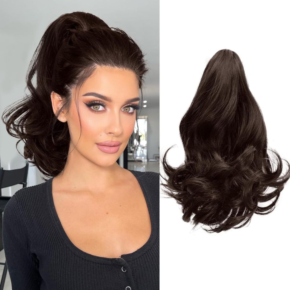 12 inch 110g Synthetic Claw Clip In Ponytail Hair Extensions Wavy Hairpiece  Fake Blonde Black Hair False Ponytail Hair PIieces