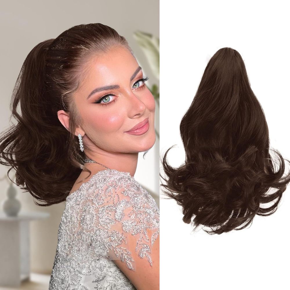 12 inch 110g Synthetic Claw Clip In Ponytail Hair Extensions Wavy Hairpiece  Fake Blonde Black Hair False Ponytail Hair PIieces