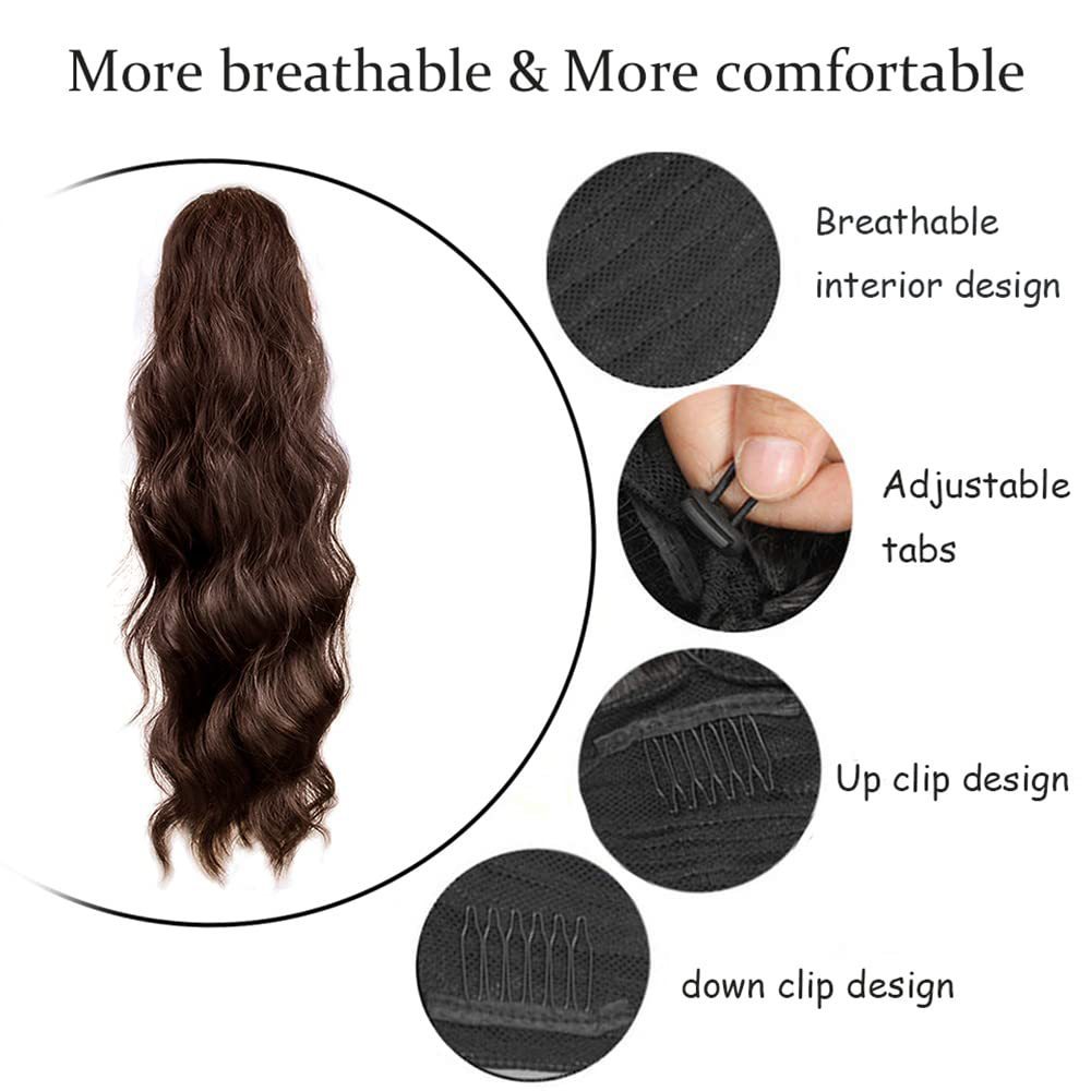 26 inch 160grams Long water wave Drawstring  Synthetic Ponytail Hair  Extensions for Women Heat Resistant Fake Hair Extension