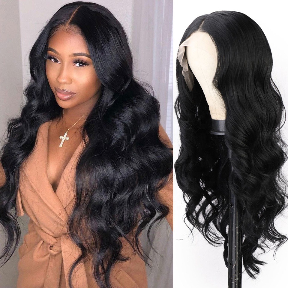 Long 18 -26 inch Body Wave Lace Front  Synthetic Wigs 13x4 Heat Resistant Lace Wigs With Baby Hair  For  Women