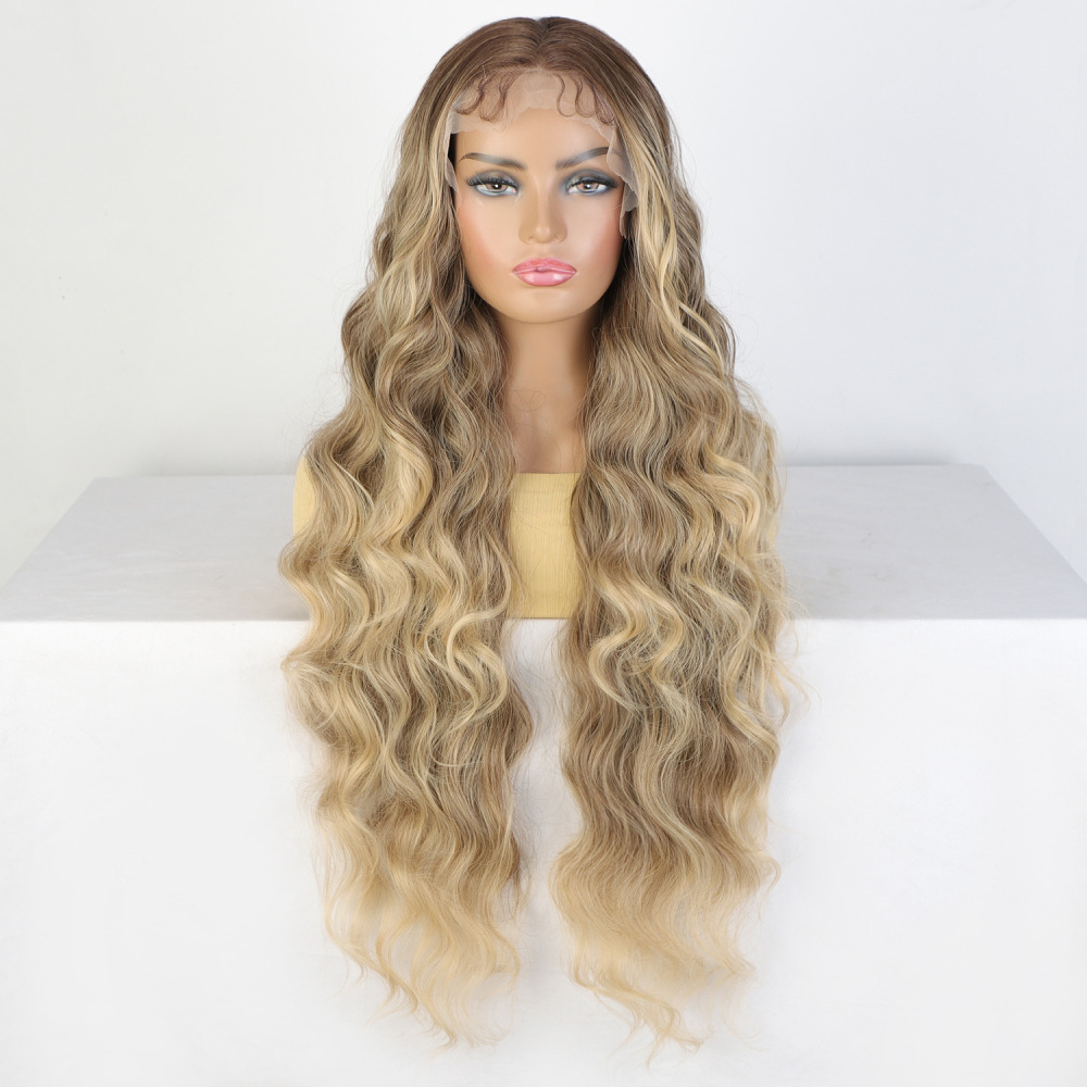 13x4 Long Blonde  Lace Frontal Wig Straight transparent Lace Front Wigs Heat Resistant fiber Lace wigs for woman