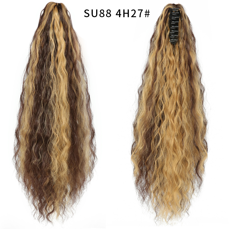 22 inch Long Curly Synthetic Claw Clip in Hairpiece Curly Wavy Ponytail Hair Extensions Pony Tail Hairpiece for Women