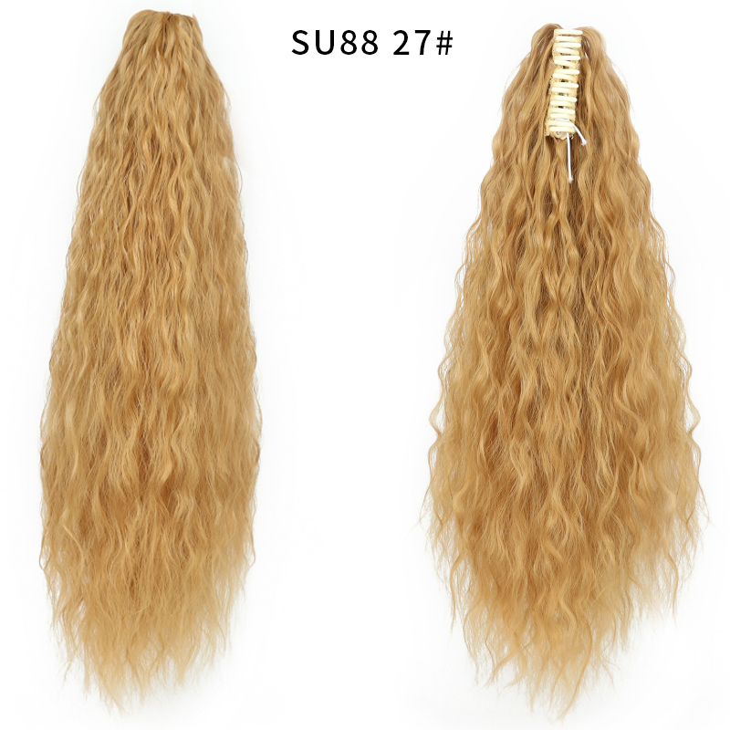 22 inch Long Curly Synthetic Claw Clip in Hairpiece Curly Wavy Ponytail Hair Extensions Pony Tail Hairpiece for Women