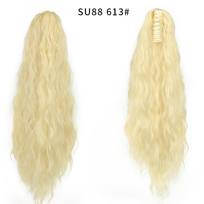 22 inch Long Curly Synthetic Claw Clip in Hairpiece Curly Wavy Ponytail Hair Extensions Pony Tail Hairpiece for Women