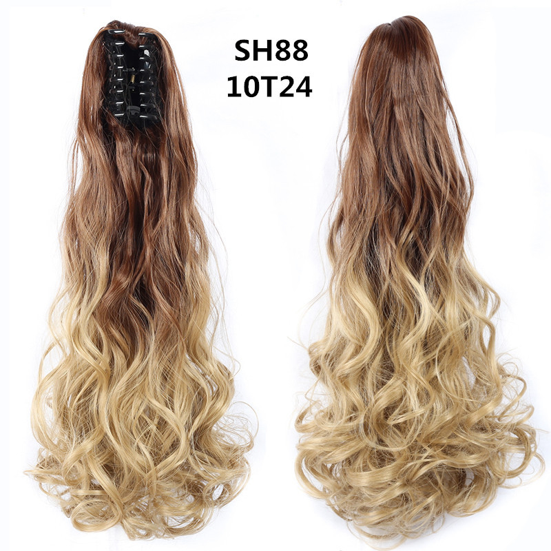 22 inch Long wave Synthetic Claw Ponytail Hair Extensions  Clip in Synthetic Hairpiece  OmbrePony Tail Hairpiece for Women