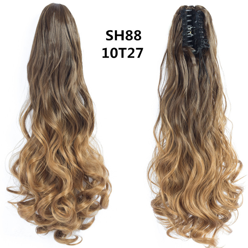 22 inch Long wave Synthetic Claw Ponytail Hair Extensions  Clip in Synthetic Hairpiece  OmbrePony Tail Hairpiece for Women