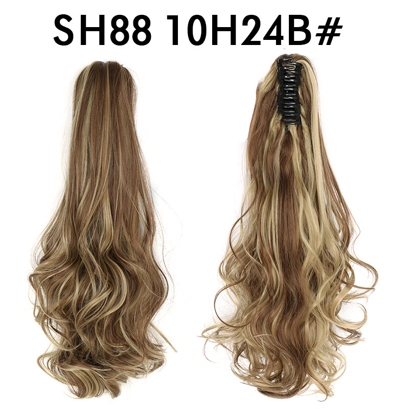 22 inch Long wave Synthetic Claw Clip in Hairpiece Curly Wavy Ponytail Hair Extensions Pony Tail Hairpiece for Women