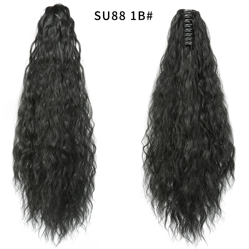 22 inch Long Curly Synthetic Claw Clip in Hairpiece Curly Wavy Ponytail Hair Extensions Pony Tail Hairpiece for Women