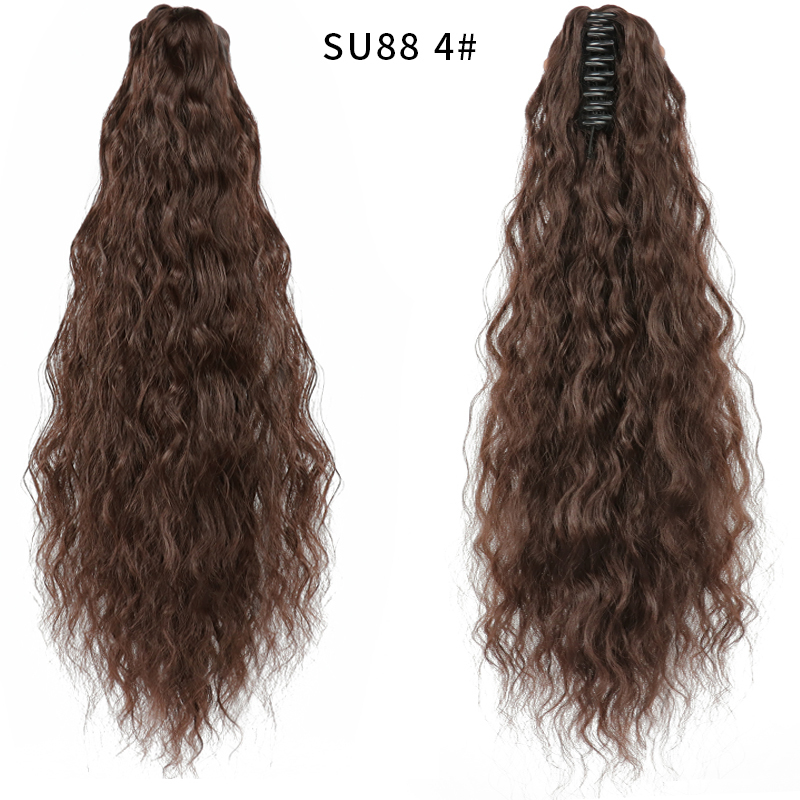 22 inch Long Curly Synthetic Claw Clip in Hairpiece Curly Wavy Ponytail Hair Extensions Pony Tail Hairpiece for Women