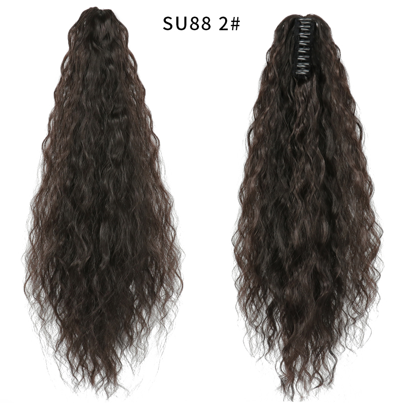 22 inch Long Curly Synthetic Claw Clip in Hairpiece Curly Wavy Ponytail Hair Extensions Pony Tail Hairpiece for Women