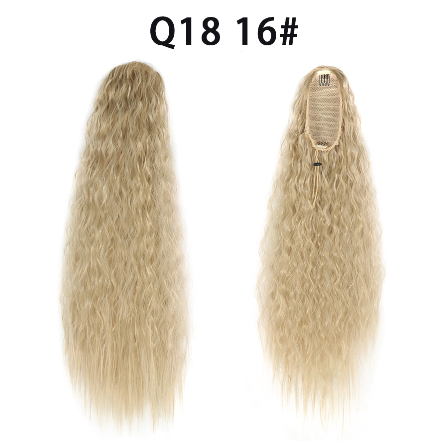 22 Inch Drawstring Ponytail Extension Curly  Long Ponytail Hair Extension Synthetic Corn Wavy Drawstring Ponytail Extensions