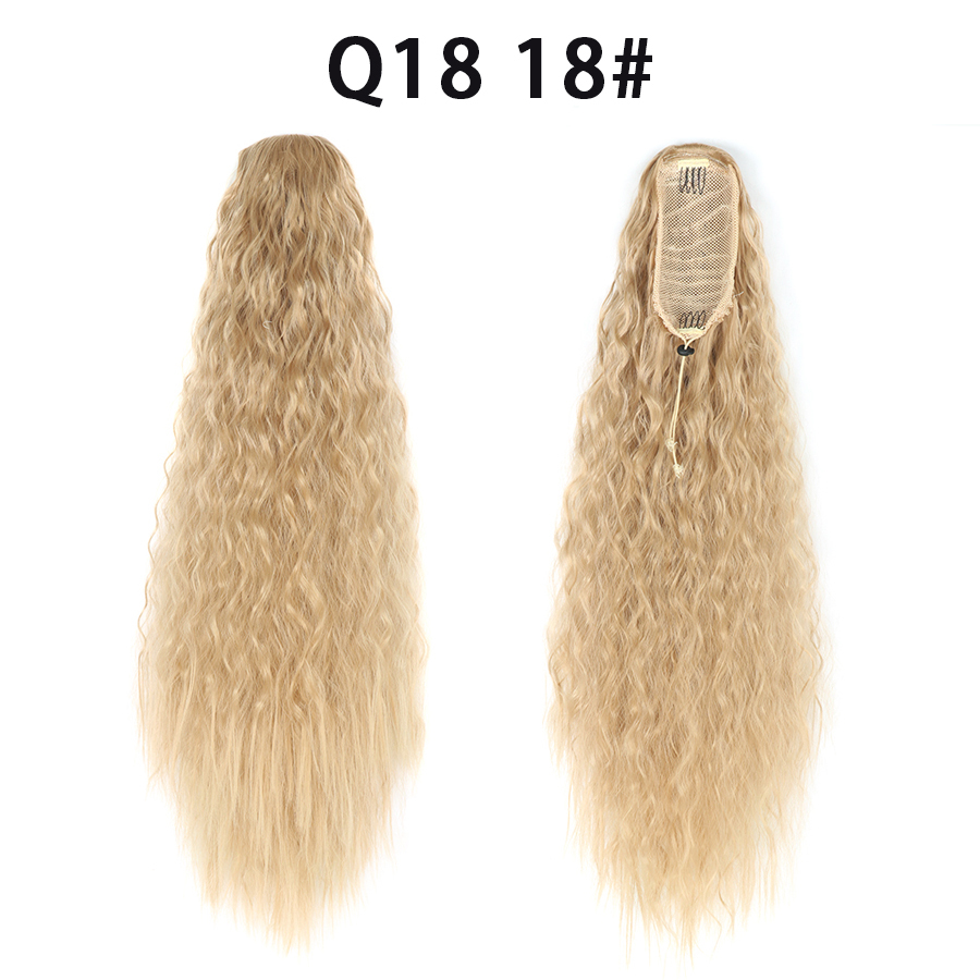 22 Inch Drawstring Ponytail Extension Curly  Long Ponytail Hair Extension Synthetic Corn Wavy Drawstring Ponytail Extensions