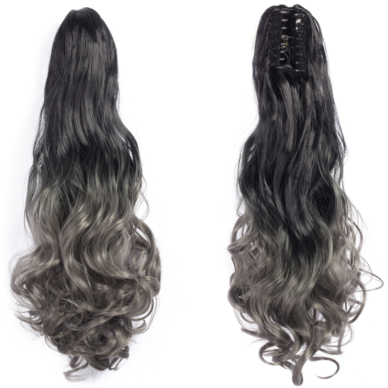 22 inch Long wave Synthetic Claw Ponytail Hair Extensions  Clip in Synthetic Hairpiece  OmbrePony Tail Hairpiece for Women