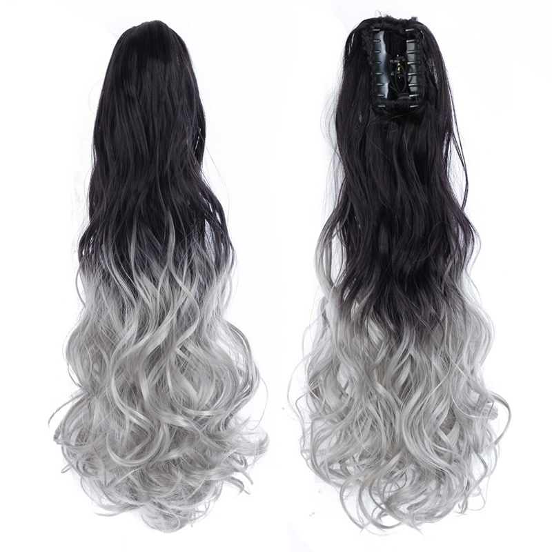 22 inch Long wave Synthetic Claw Ponytail Hair Extensions  Clip in Synthetic Hairpiece  OmbrePony Tail Hairpiece for Women