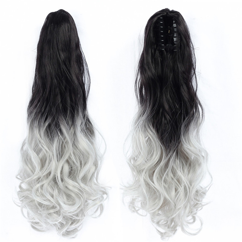 22 inch Long wave Synthetic Claw Ponytail Hair Extensions  Clip in Synthetic Hairpiece  OmbrePony Tail Hairpiece for Women