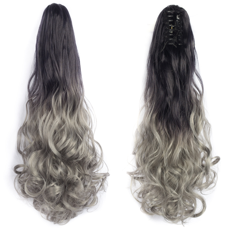 22 inch Long wave Synthetic Claw Ponytail Hair Extensions  Clip in Synthetic Hairpiece  OmbrePony Tail Hairpiece for Women