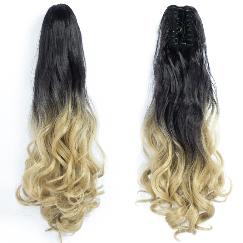 22 inch Long wave Synthetic Claw Ponytail Hair Extensions  Clip in Synthetic Hairpiece  OmbrePony Tail Hairpiece for Women