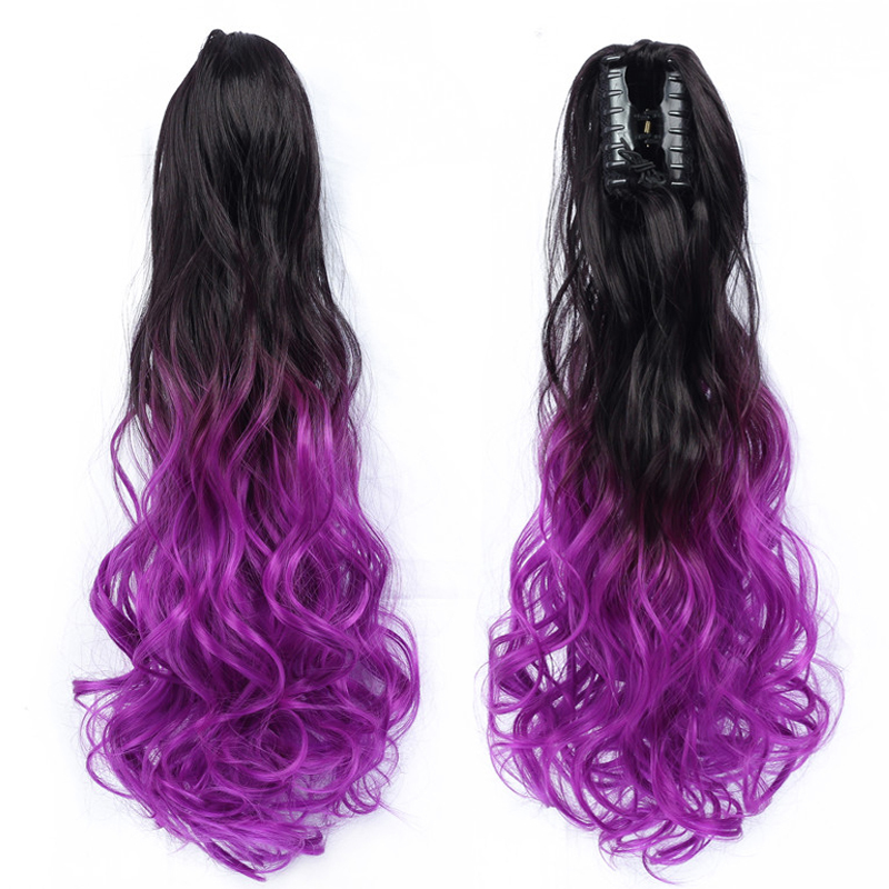 22 inch Long wave Synthetic Claw Ponytail Hair Extensions  Clip in Synthetic Hairpiece  OmbrePony Tail Hairpiece for Women