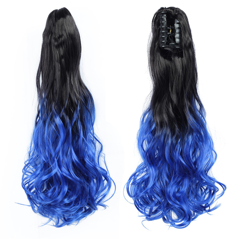 22 inch Long wave Synthetic Claw Ponytail Hair Extensions  Clip in Synthetic Hairpiece  OmbrePony Tail Hairpiece for Women